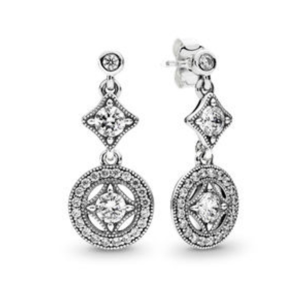 New w/Box Authentic Vintage Allure CZ Earrings 925